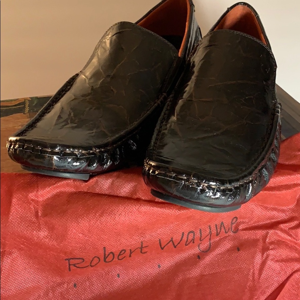 Black patent shoes, by Robert Wayne